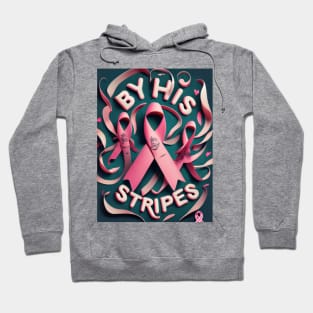 By His Stripes Pink Ribbons in Pink Cute Fonts Hoodie